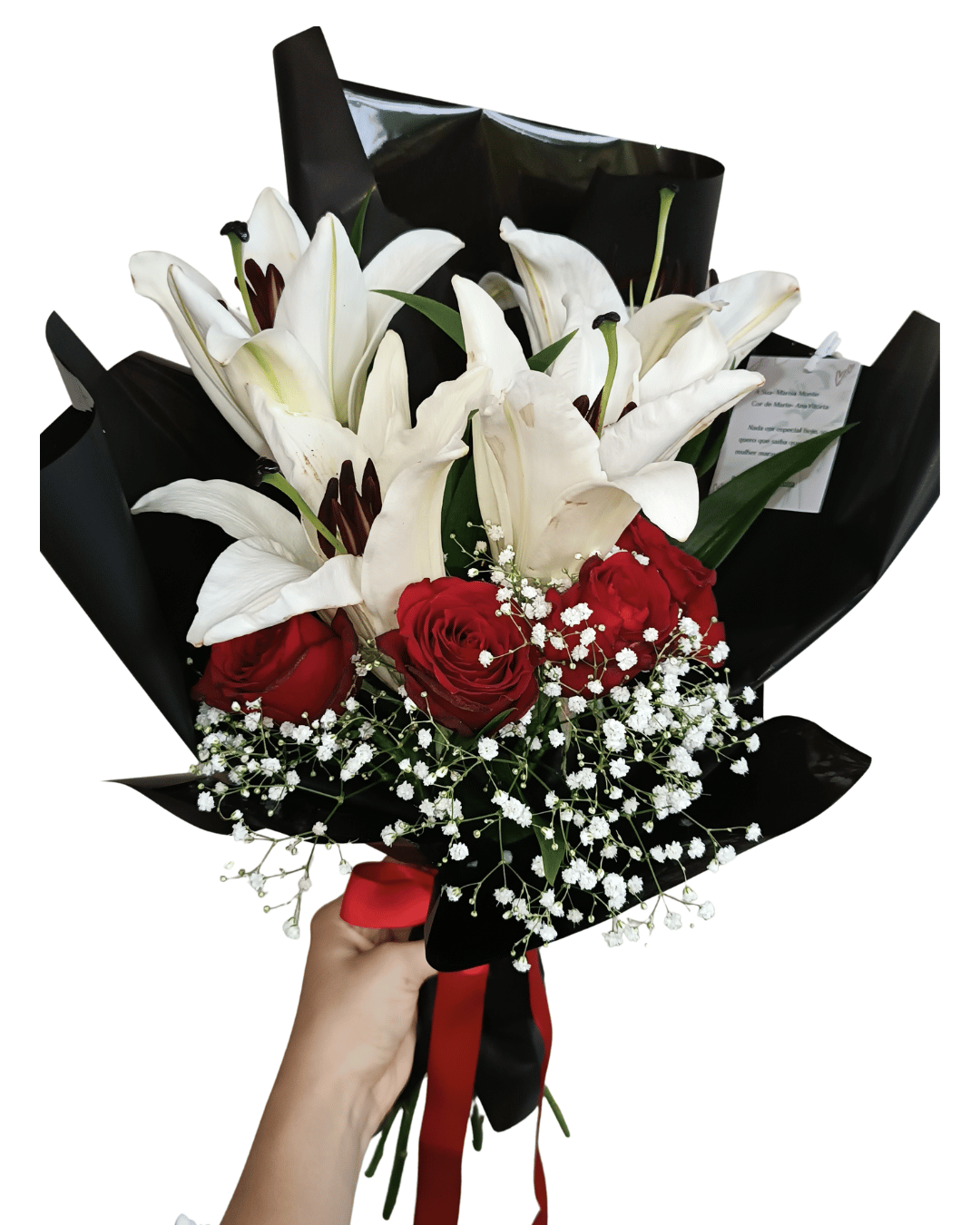 Lírio Branco + Rosas Vermelhas